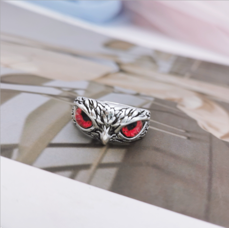 Bejeweled Owl Sterling Silver Ring – Wyvern's Hoard